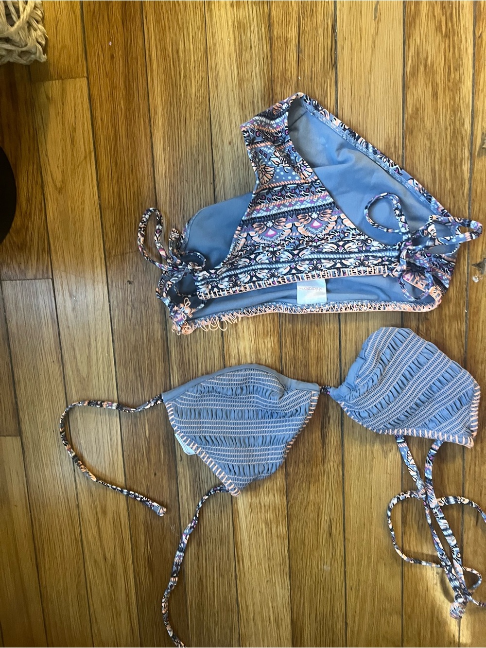 Blue Patterned Two-Piece Bikini Set
